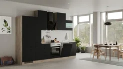 Singleküche MARY Touch Schwarz/Endgrain Oak ca.310x234x60 cm