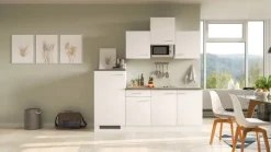 Singleküche PETE Weiß Matt/Weiß Caledonia Dekor ca. 210/205/60 cm