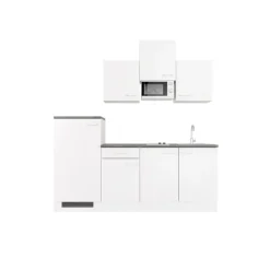 Singleküche PETE Weiß Matt/Weiß Caledonia Dekor ca. 210/205/60 cm