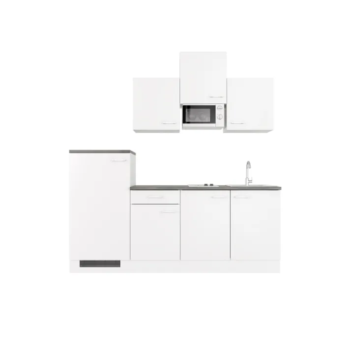 Singleküche PETE Weiß Matt/Weiß Caledonia Dekor ca. 210/205/60 cm