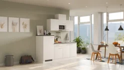 Singleküche PETE Weiß Matt/Weiß Caledonia Dekor ca. 210/205/60 cm