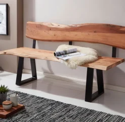 Sitzbank 60 x 180 cm braun schwarz