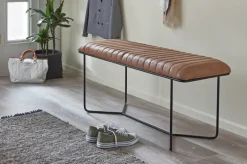 Sitzbank 100 x 48 cm Lederbezug braun/schwarz