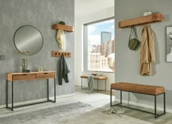 Sitzbank 100 x 48 cm Lederbezug braun/schwarz