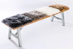 Sitzkissen Schaffell 34 x 34 cm taupe