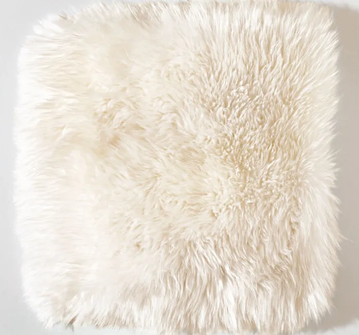 Sitzkissen Schaffell 34 x 34 cm weiß