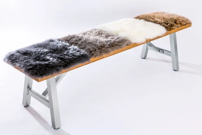 Sitzkissen Schaffell 34 x 34 cm weiß