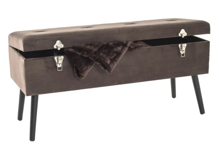 Sitztruhe 106 x 52 cm Schwarz/ Braun