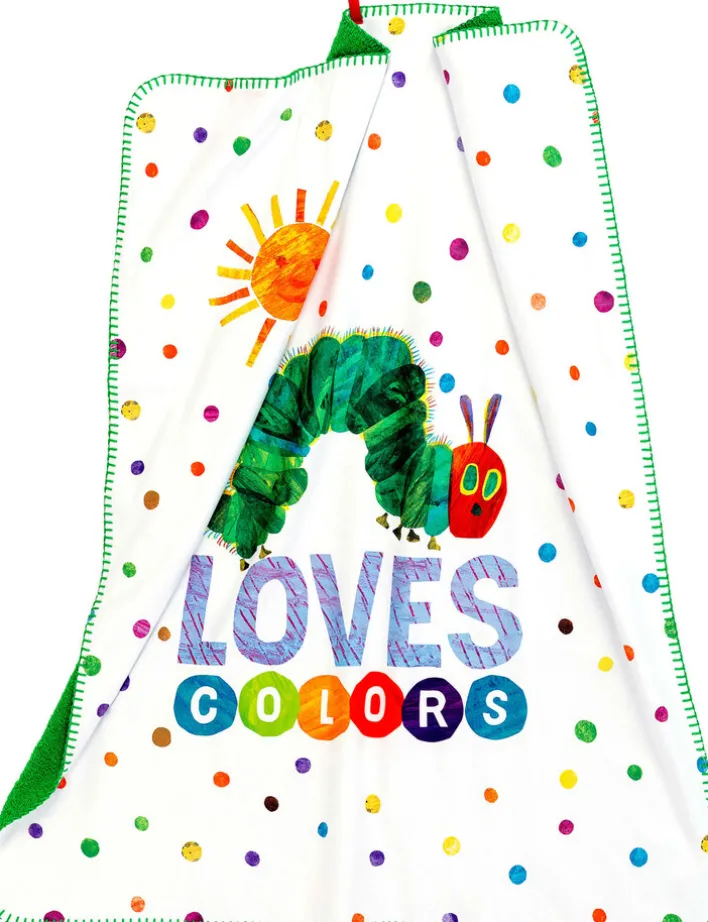 Smithy Kinderdecke RAUPE NIMMERSATT 75 x 90 cm weiß/mehrfarbig