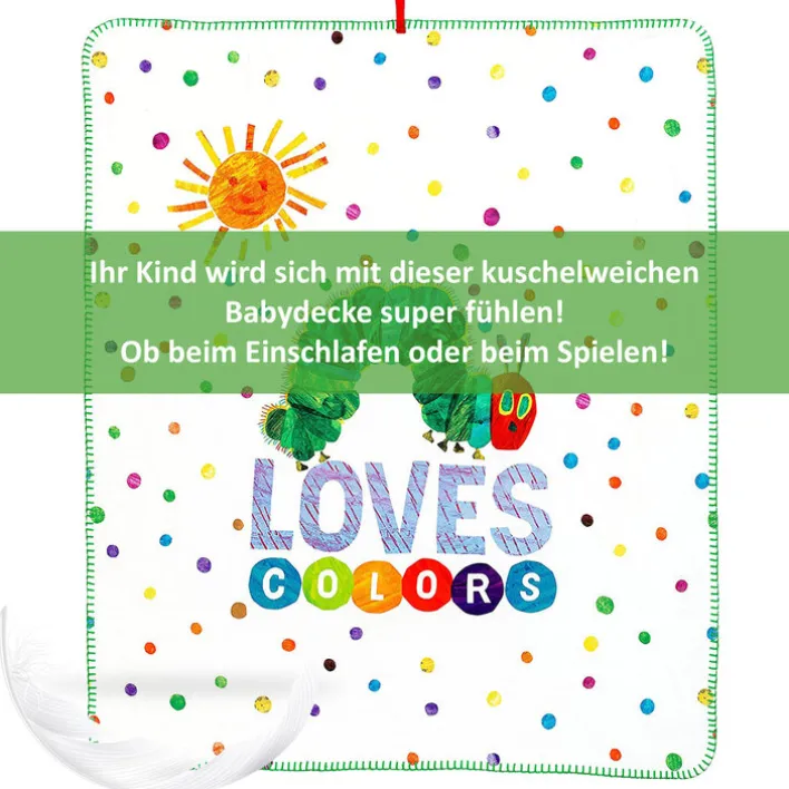 Smithy Kinderdecke RAUPE NIMMERSATT 75 x 90 cm weiß/mehrfarbig