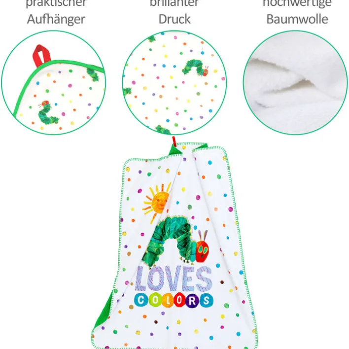 Smithy Kinderdecke RAUPE NIMMERSATT 75 x 90 cm weiß/mehrfarbig