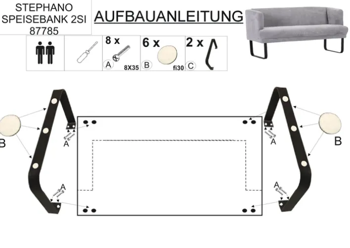 Sofa 2-Sitzer CIRI moosgrün