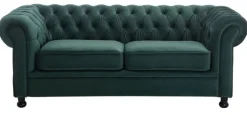 Sofa 3-Sitzer LONDON Stoffbezug dunkelgrün