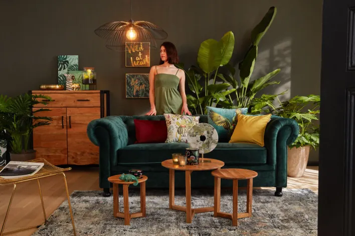 Sofa 3-Sitzer LONDON Stoffbezug dunkelgrün