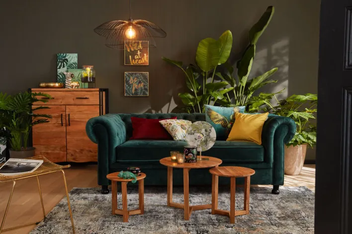 Sofa 3-Sitzer LONDON Stoffbezug dunkelgrün