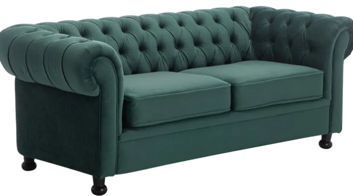 Sofa 3-Sitzer LONDON Stoffbezug dunkelgrün
