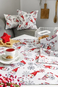 SPRÜGEL Tischdecke GNOMOS SNOWFLAKE 85 x 85 cm rot/grau