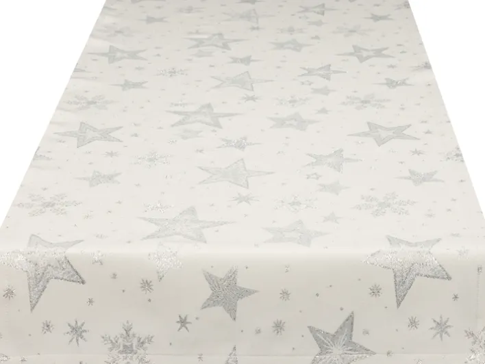 SPRÜGEL Tischläufer GLAMOUR STAR SILVER 40x90 cm Weiß,Silberfarbig