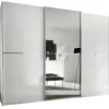 STAUD Kleiderschrank SINFONIE PLUS VIII 280 cm Alpinweiß/ Alpinweißglas/ Spiegel mittig