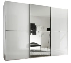 STAUD Kleiderschrank SINFONIE PLUS VIII 280 cm Alpinweiß/ Alpinweißglas/ Spiegel mittig