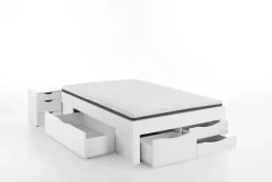 Stauraumbett mit Bettschubkasten 140 x 200 cm weiß