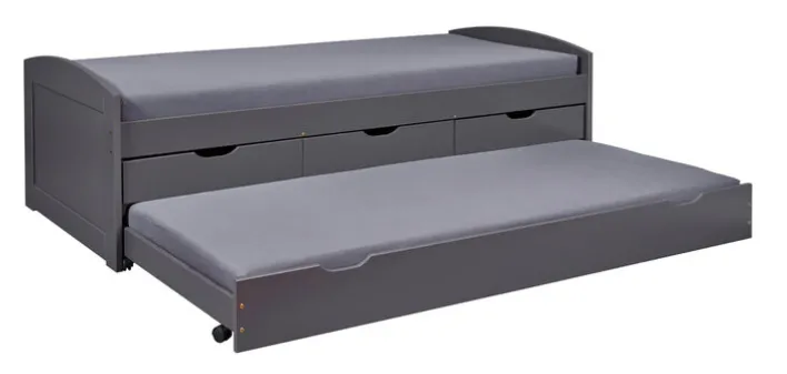 Stauraum-/Funktionsbett ANDRE 90 x 200 cm grau