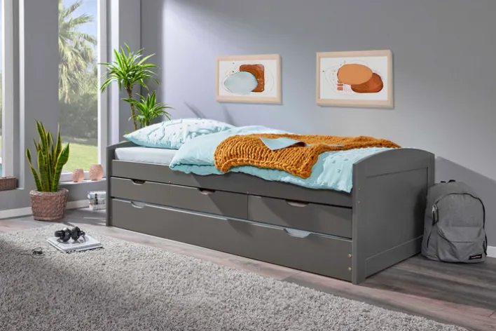 Stauraum-/Funktionsbett ANDRE 90 x 200 cm grau