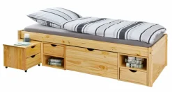 Stauraum-/Funktionsbett EMILIAN 90 x 200 cm braun