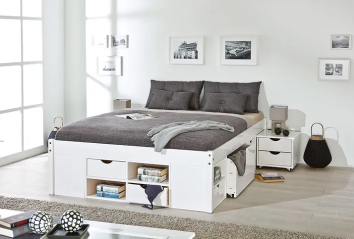 Stauraum-/Funktionsbett Lauro 160 x 200 cm weiß
