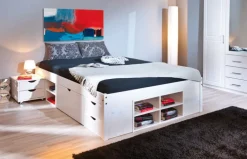 Stauraum-/Funktionsbett LAURO 140 x 190 cm weiß