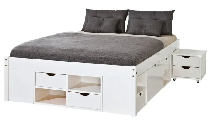 Stauraum-/Funktionsbett LAURO 180 x 200 cm weiß