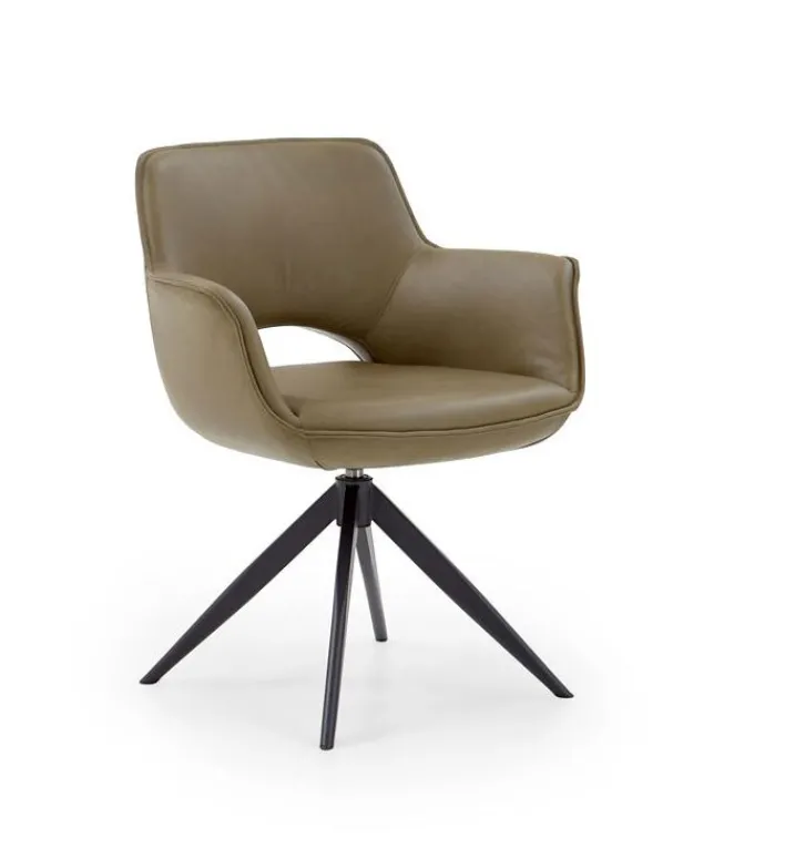 Stuhl CHESTER mit Armlehnen Leder moosgrün/schwarz