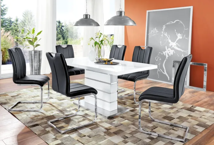 Stuhl LUNA 4er Set Lederlook Schwarz