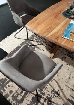 Stuhl MIKE hellgrau/schwarz ZickZackNaht