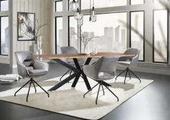 Stuhl MIKE hellgrau/schwarz ZickZackNaht