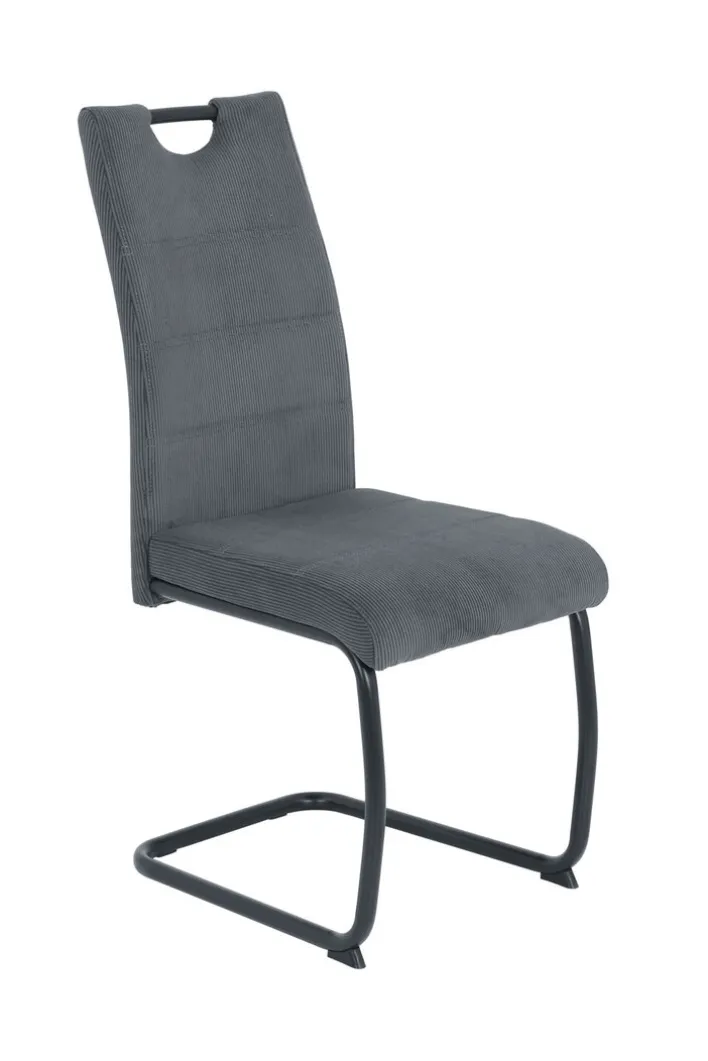 Stuhl NEREA Webstoff Cord anthrazit/Schwinggestell schwarz