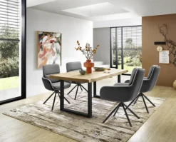 Stuhl NOVALEE Stoffmix Mikrofaser anthrazit/Leder grau