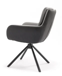 Stuhl NOVALEE Stoffmix Mikrofaser anthrazit/Leder grau