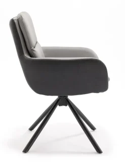 Stuhl NOVALEE Stoffmix Mikrofaser anthrazit/Leder grau