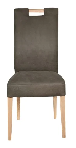 Stuhl SIANI Eiche 2er Set natur Stoffbezug dunkelbraun