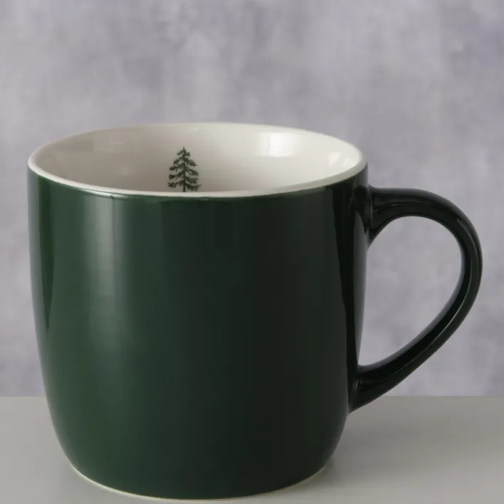 Tasse ANINA Bone China Keramik 420 ml Grün/Weiß