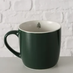 Tasse ANINA Bone China Keramik 420 ml Grün/Weiß