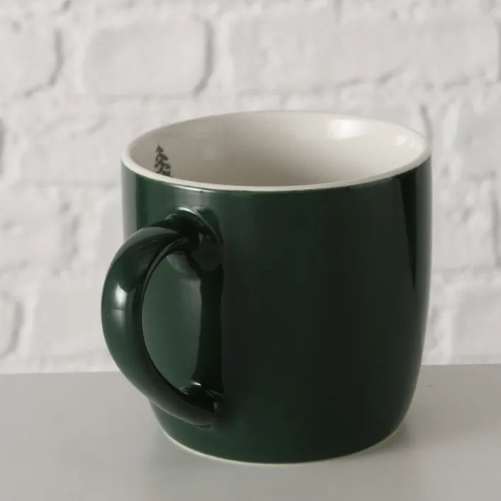 Tasse ANINA Bone China Keramik 420 ml Grün/Weiß