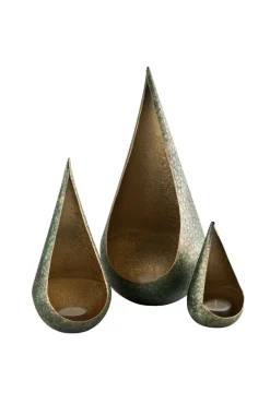 Teelichthalter CALM & COSY Eisen 22 x 8 x 10 cm Goldfarbig/Grün