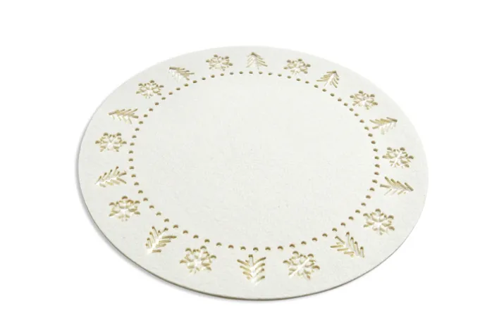 Tisch- und Platzset MERRY CHRISTMAS Filz Ø 38 cm Weiß