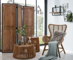 TOM TAILOR Beistelltisch 50 x 50 cm Rattan/reyceltes Teakholz natur