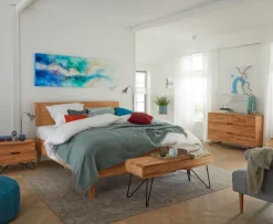 TRAUMWERKSTATT Bettbank ATLANTA Massiv Kernbuche