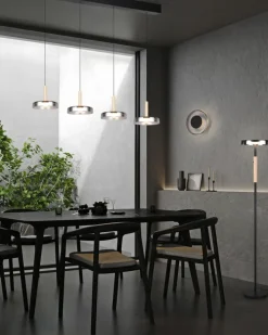 TRIO LED Balkenpendel CELESTE 4-flg schwarz /Rauchglas