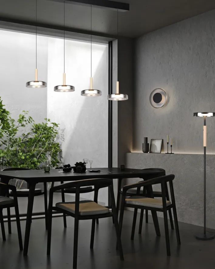 TRIO LED Balkenpendel CELESTE 4-flg schwarz /Rauchglas