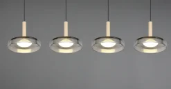 TRIO LED Balkenpendel CELESTE 4-flg schwarz /Rauchglas